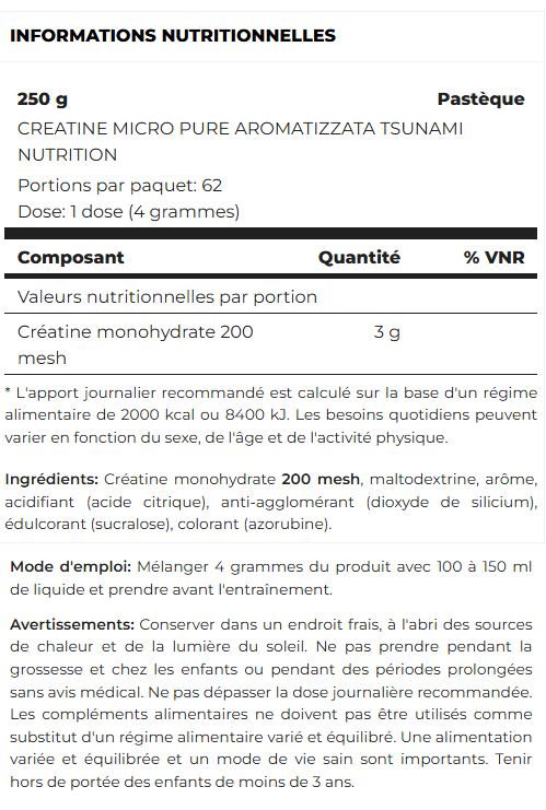 Créatine micro pure aromatisée